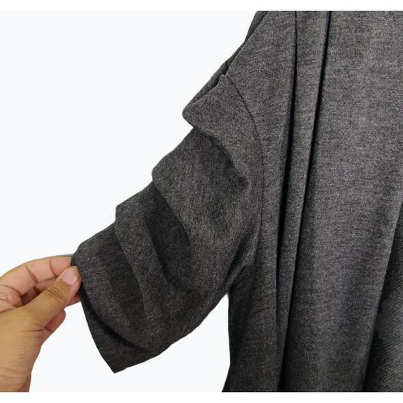 Allen B by Allen Schwartz Womens Gray Open Front Cardigan M Ruffle Sleeve Detail - Picture 4 of 6